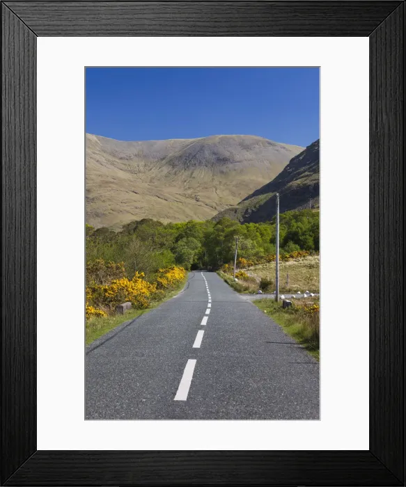 Framed Print : Ireland, County Mayo, Doolough Valley, country road R 335 Framed Print : Ireland, County Mayo, Doolough Valley, country road R 335
