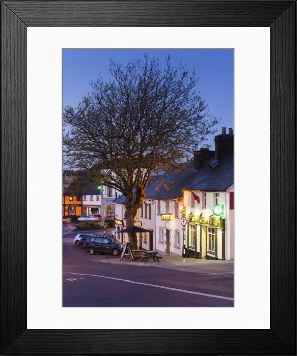 Framed Print : Ireland, County Mayo, Westport, town view by the Octagon, dusk Framed Print : Ireland, County Mayo, Westport, town view by the Octagon, dusk
