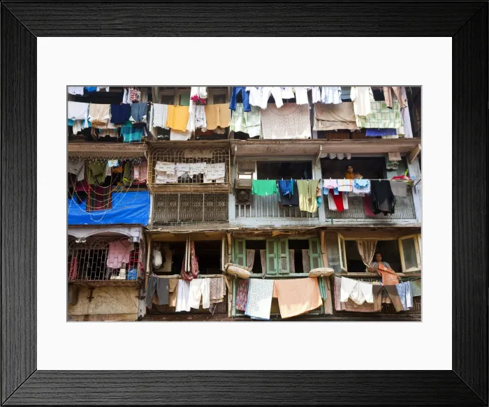 Framed Print : Washing drying outside flats, Mumbai (Bombay), India Framed Print : Washing drying outside flats, Mumbai (Bombay), India
