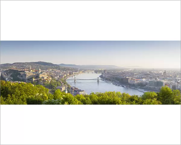 Elevated view over Budapest & the River Danube, Budapest, Hungary