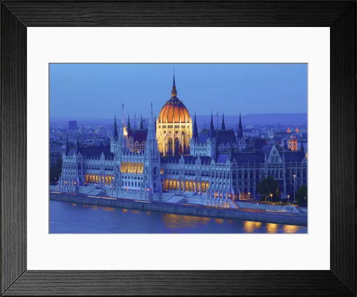 Framed Print : Hungarian Parliament Building at Dusk, Budapest, Hungary