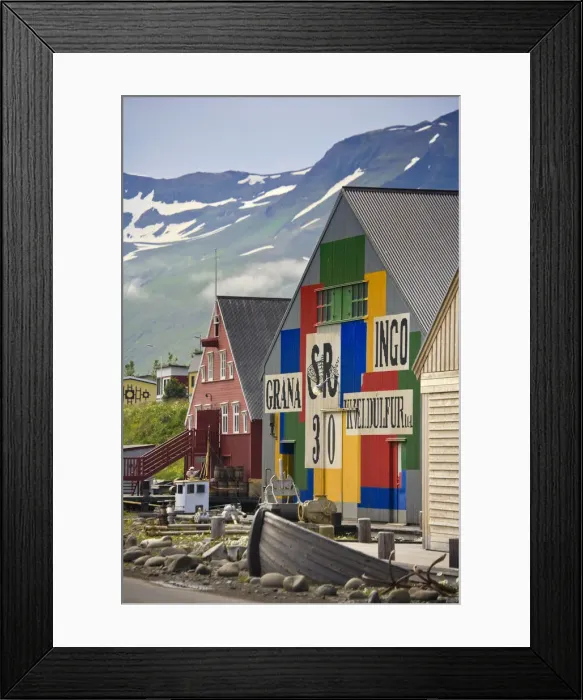 Framed Print : Siglufjordur Historic Village, North Coast, Iceland