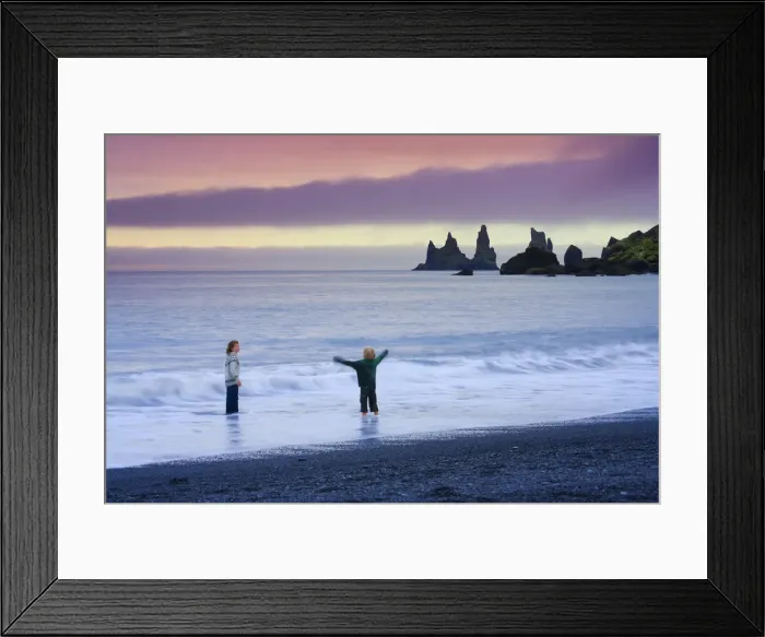 Framed Print : Black Sand Beach and Reynisdrangur Sea Stacks, Vik, Cape Dyrholaey, South Coast, Iceland Framed Print : Black Sand Beach and Reynisdrangur Sea Stacks, Vik, Cape Dyrholaey, South Coast, Iceland