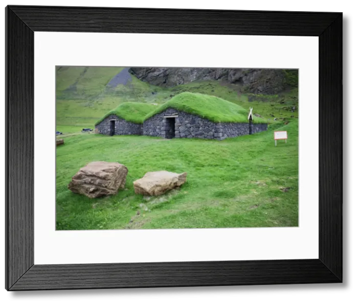 Framed Print : Historic Turf Roofed Houses, Heimaey Island, South Iceland Framed Print : Historic Turf Roofed Houses, Heimaey Island, South Iceland