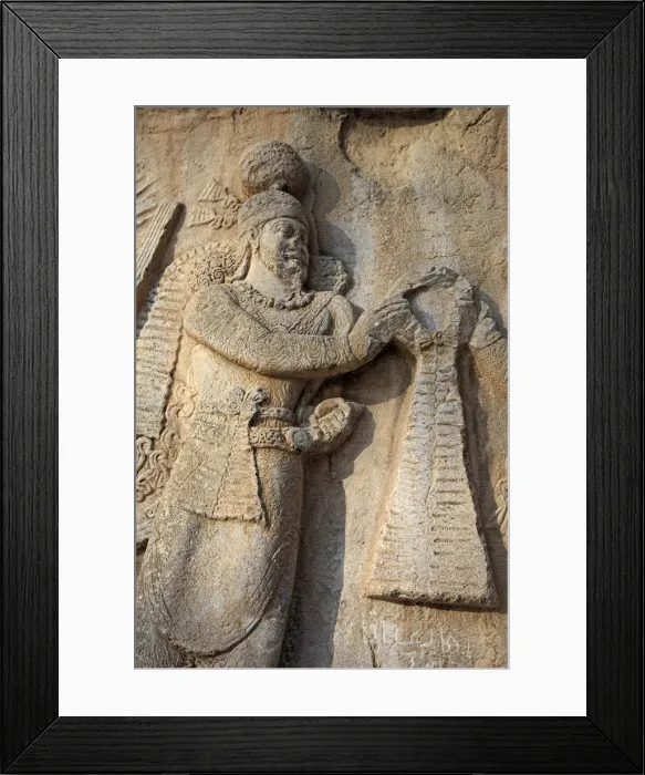 Framed Print : Relief of Shapur II (370), Taq-e Bostan, province Kermanshah, Iran Framed Print : Relief of Shapur II (370), Taq-e Bostan, province Kermanshah, Iran