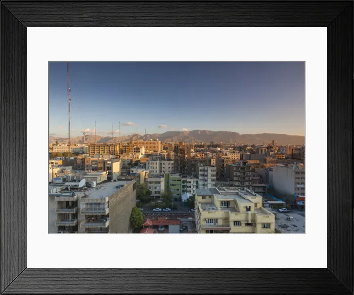 Framed Print : Iran, Tehran, elevated city view, morning Framed Print : Iran, Tehran, elevated city view, morning