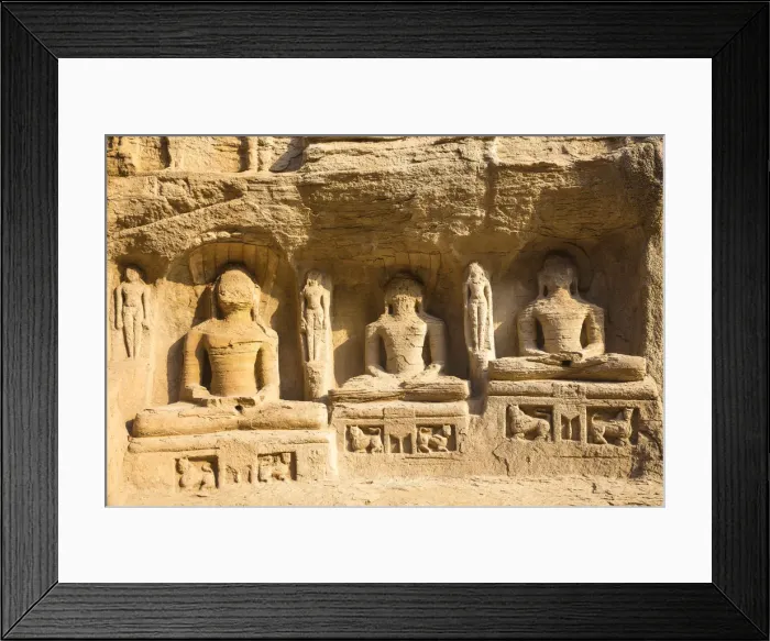 Framed Print : India, Madhya Pradesh, Gwalior, Gopachal Parvat, Jain Images cut into the cliff rock