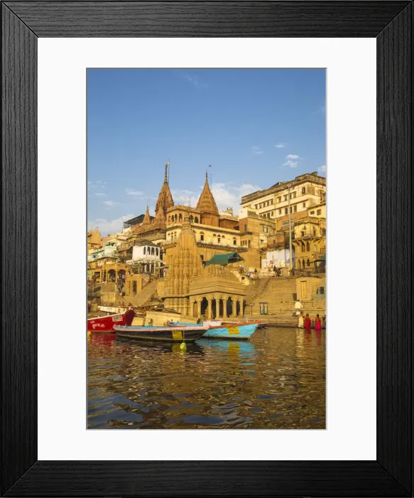 Framed Print : India, Uttar Pradesh, Varanasi, View towards the submerged Shiva temple at Scindia Ghat Framed Print : India, Uttar Pradesh, Varanasi, View towards the submerged Shiva temple at Scindia Ghat