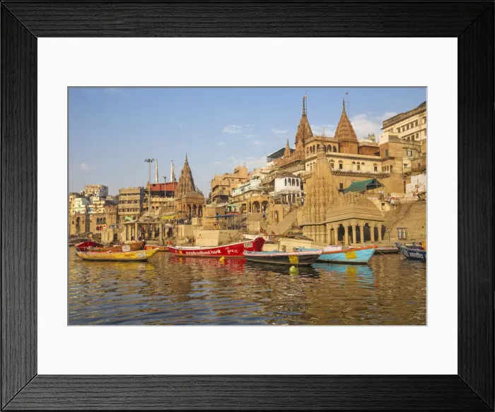 Framed Print : India, Uttar Pradesh, Varanasi, View towards the submerged Shiva temple at Scindia Ghat Framed Print : India, Uttar Pradesh, Varanasi, View towards the submerged Shiva temple at Scindia Ghat