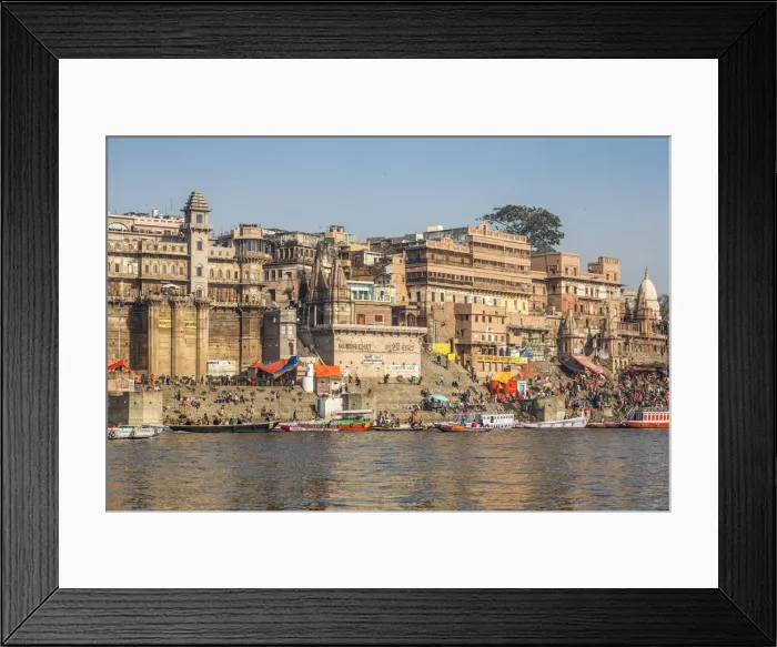 Framed Print : India, Uttar Pradesh, Varanasi, View towards Brijrama Palace Hotel at Darbanga Ghat Framed Print : India, Uttar Pradesh, Varanasi, View towards Brijrama Palace Hotel at Darbanga Ghat