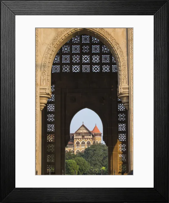 Framed Print : India, Maharashtra, Mumbai, Building viewed through India Gateway Framed Print : India, Maharashtra, Mumbai, Building viewed through India Gateway