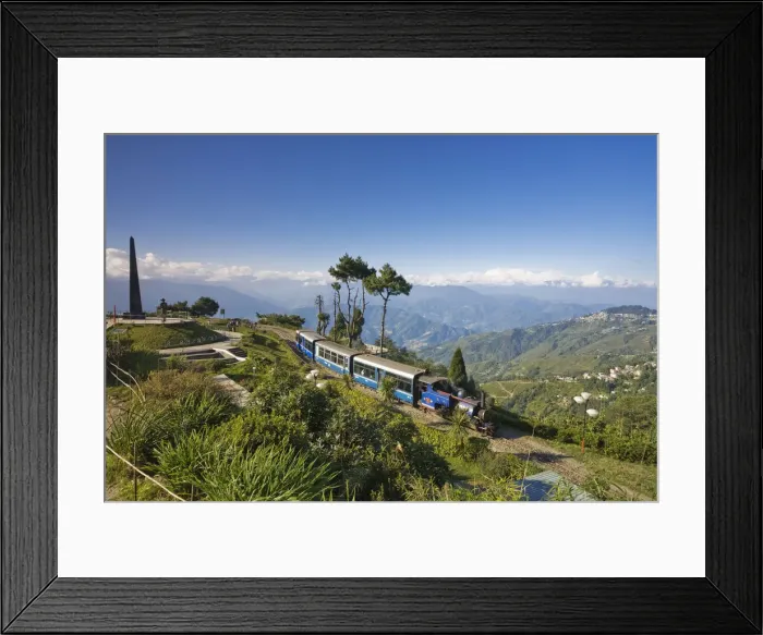Framed Print : India, West Bengal, Darjeeling, Batasia Loop, Steam Toy Train of the Darjeeling Himalayan Framed Print : India, West Bengal, Darjeeling, Batasia Loop, Steam Toy Train of the Darjeeling Himalayan