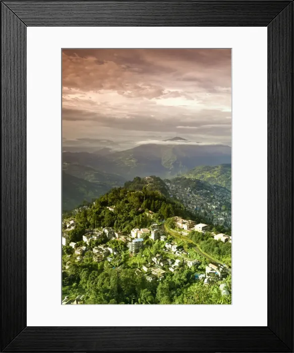 Framed Print : India, Sikkim, Gangtok, View of city from Ganesh Tok viewpoint