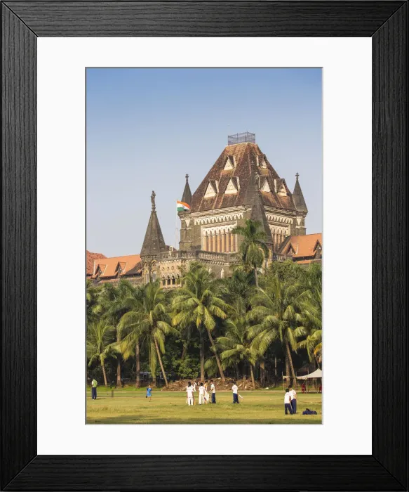 Framed Print : India, Maharashtra, Mumbai, Fort area, Children playing cricket in the Oval Maiden