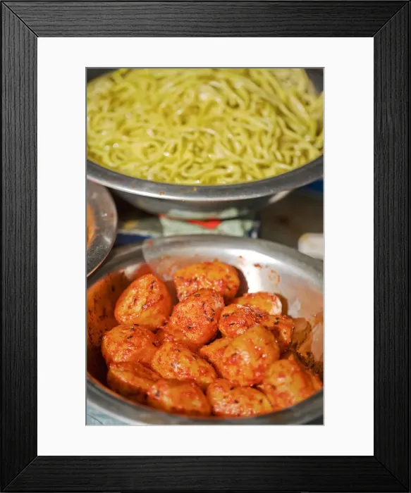 Framed Print : India, West Bengal, Kalimpong, Market, Food on market stall Framed Print : India, West Bengal, Kalimpong, Market, Food on market stall