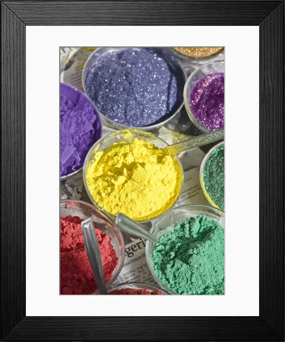 Framed Print : India, West Bengal, Kalimpong, Market, Colourful dyes Framed Print : India, West Bengal, Kalimpong, Market, Colourful dyes
