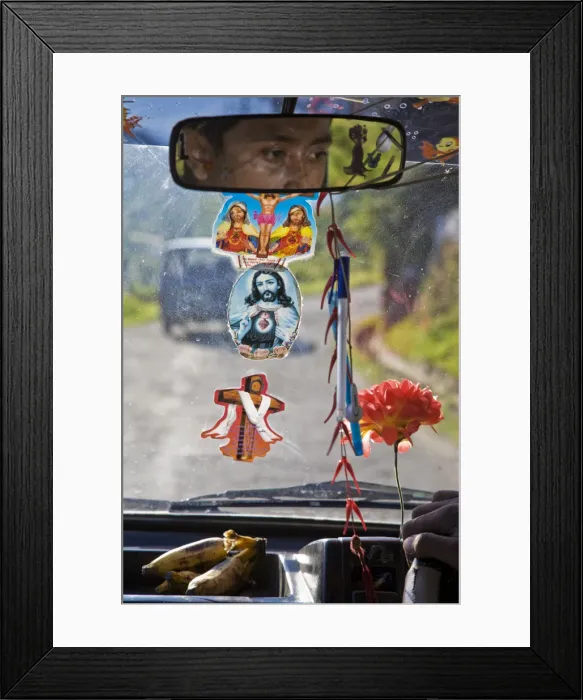 Framed Print : India, West Bengal, Kalimpong, Looking through windscreen of taxi Framed Print : India, West Bengal, Kalimpong, Looking through windscreen of taxi