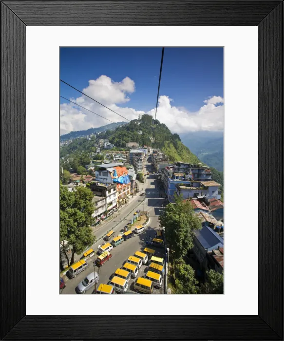 Framed Print : India, Sikkim, Gangtok, View of city from Damovar Ropeway Framed Print : India, Sikkim, Gangtok, View of city from Damovar Ropeway