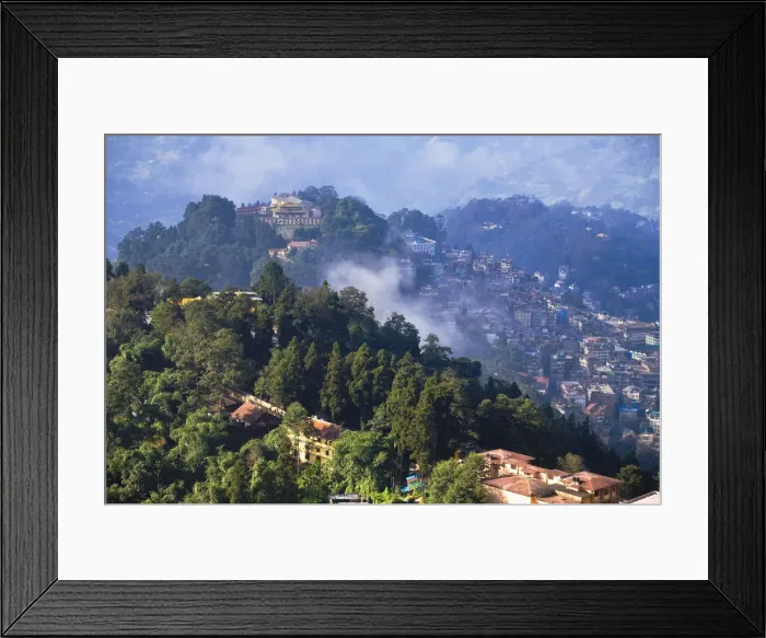 Framed Print : India, Sikkim, Gangtok, Royal Palace monastery and city Framed Print : India, Sikkim, Gangtok, Royal Palace monastery and city