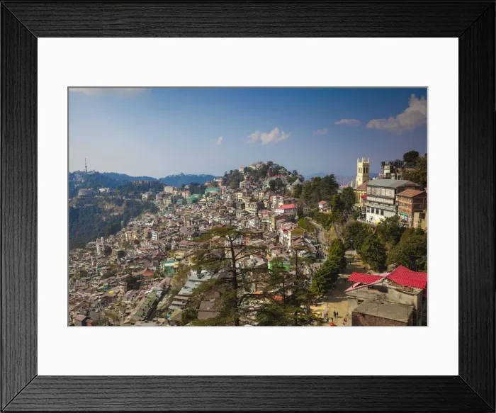 Framed Print : India, Himachal Pradesh, Shimla, View of The Ridge and Christ Church, The Mall Framed Print : India, Himachal Pradesh, Shimla, View of The Ridge and Christ Church, The Mall