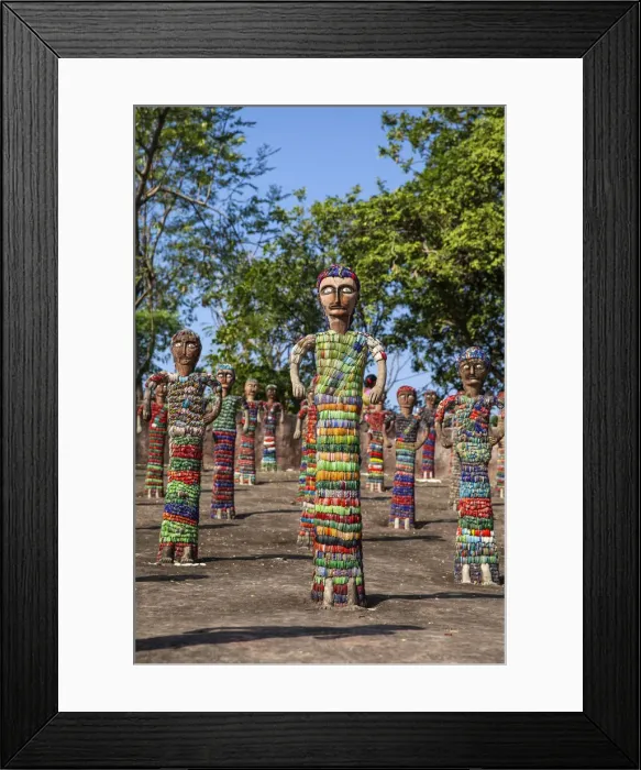 Framed Print : India, Haryana and Punjab, Chandigarh, Nek Chands Rock Garden, Sculptures made