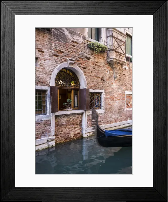 Framed Print : Gondolas on a canal in Venice, Vento, Italy