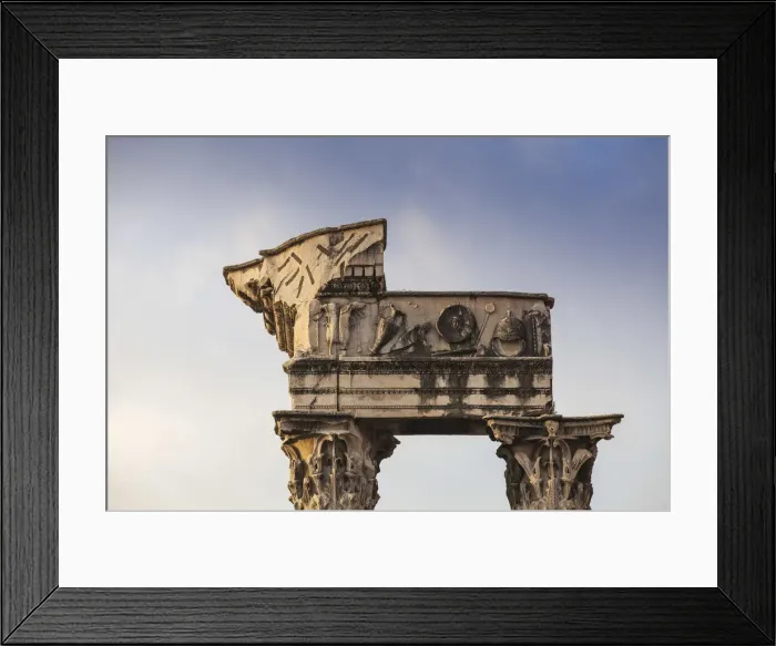 Framed Print : Italy, Lazio, Rome, The Roman Forum, Sculpted reliefs on ancient temple