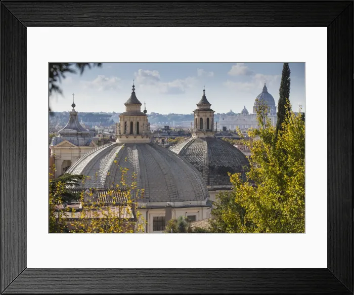 Framed Print : Italy, Lazio, Rome, View over Church domes to St. Peters Basilica Framed Print : Italy, Lazio, Rome, View over Church domes to St. Peters Basilica