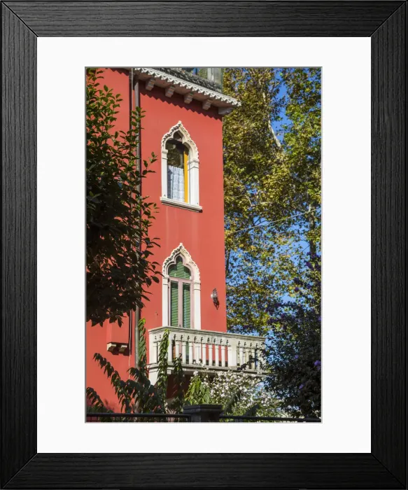 Framed Print : Red house with balcony, Sant Elena, Venice, Italy