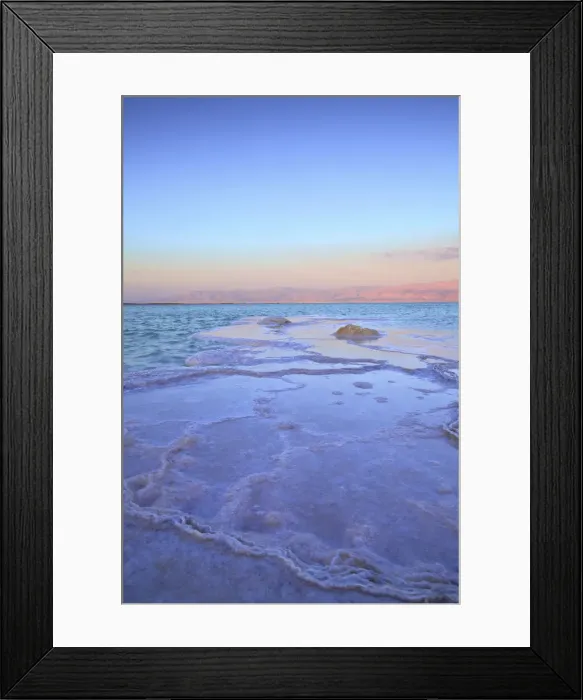 Framed Print : View Across To Jordan With Salt Deposit In Foreground, Ein Bokek, Dead Sea (lowest Framed Print : View Across To Jordan With Salt Deposit In Foreground, Ein Bokek, Dead Sea (lowest
