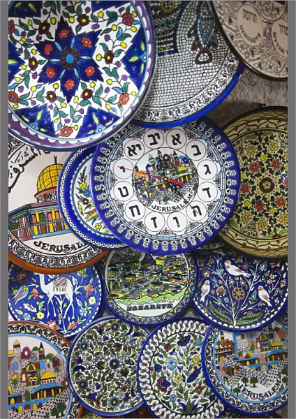 Israel, Jerusalem, Old City, souvenir plates