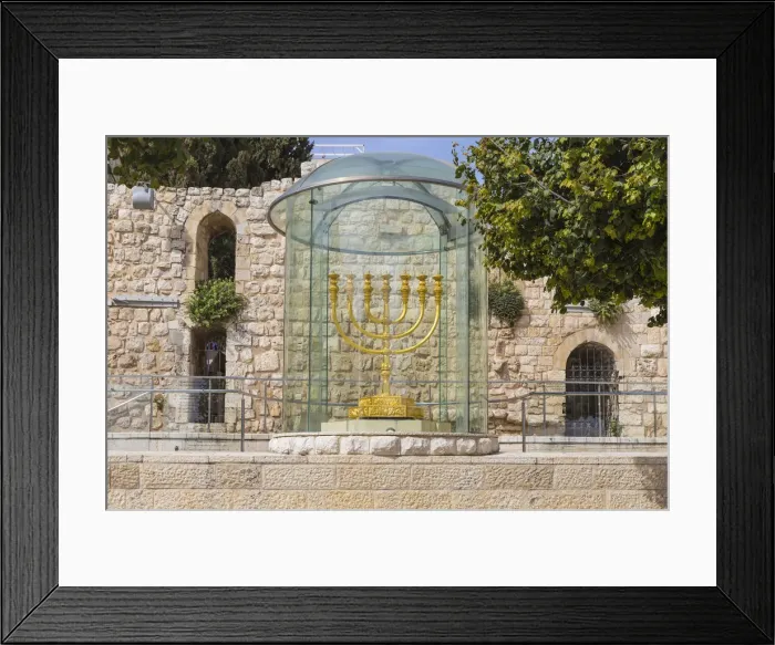 Framed Print : Israel, Jerusalem, Old City, Jewish quarter, The Goldern Menorah Framed Print : Israel, Jerusalem, Old City, Jewish quarter, The Goldern Menorah