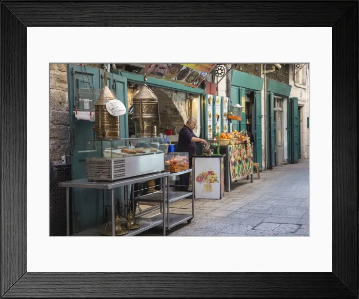 Framed Print : Israel, Jerusalem, Old City, Muslem Quarter, Restaurant
