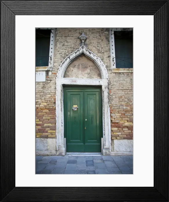 Framed Print : Green door, Dorsoduro district, Venice, Italy