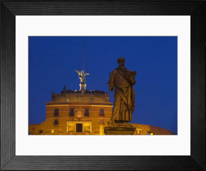 Framed Print : Italy, Lazio, Rome, Castle St. Angelo and statue on St. Angelo bridge