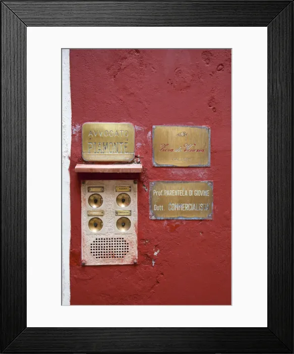Framed Print : Door buzzer, Venice, Italy Framed Print : Door buzzer, Venice, Italy