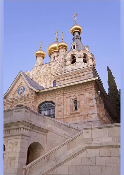 Israel, Jerusalem. The Russian Church of Mary Magdalene on the Mount of Olives