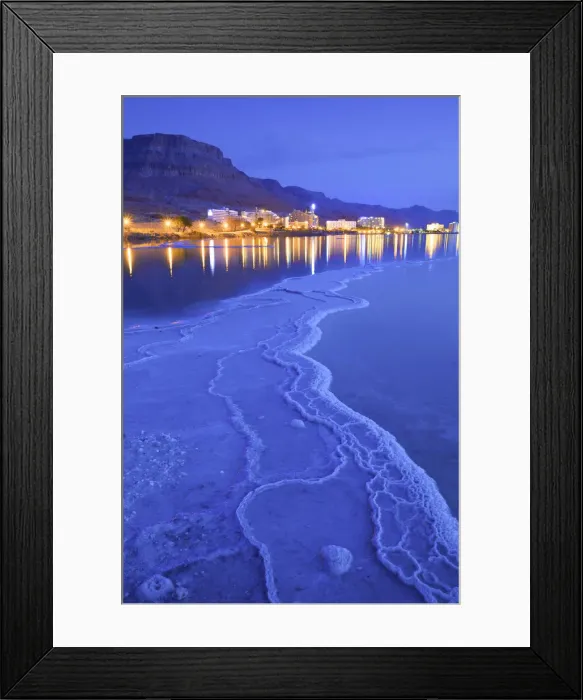 Framed Print : Salt Deposit In Foreground Looking Towards Ein Bokek, Ein Bokek, Dead Sea (lowest Framed Print : Salt Deposit In Foreground Looking Towards Ein Bokek, Ein Bokek, Dead Sea (lowest
