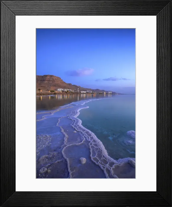 Framed Print : Salt Deposit In Foreground Looking Towards Ein Bokek, Ein Bokek, Dead Sea (lowest Framed Print : Salt Deposit In Foreground Looking Towards Ein Bokek, Ein Bokek, Dead Sea (lowest