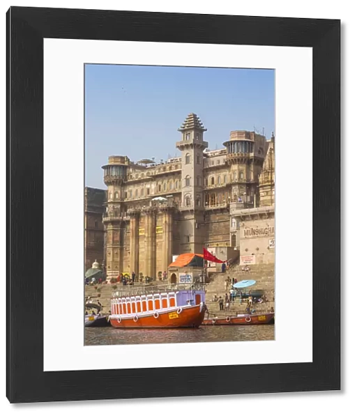 India, Uttar Pradesh, Varanasi, View towards Brijrama Palace Hotel at Darbanga Ghat