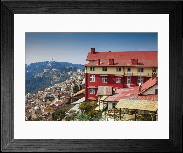 Framed Print : India, Himachal Pradesh, Shimla, View of City center Framed Print : India, Himachal Pradesh, Shimla, View of City center