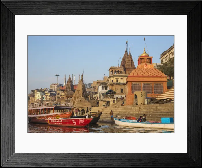 Framed Print : India, Uttar Pradesh, Varanasi, View towards the submerged Shiva temple at Scindia Ghat Framed Print : India, Uttar Pradesh, Varanasi, View towards the submerged Shiva temple at Scindia Ghat