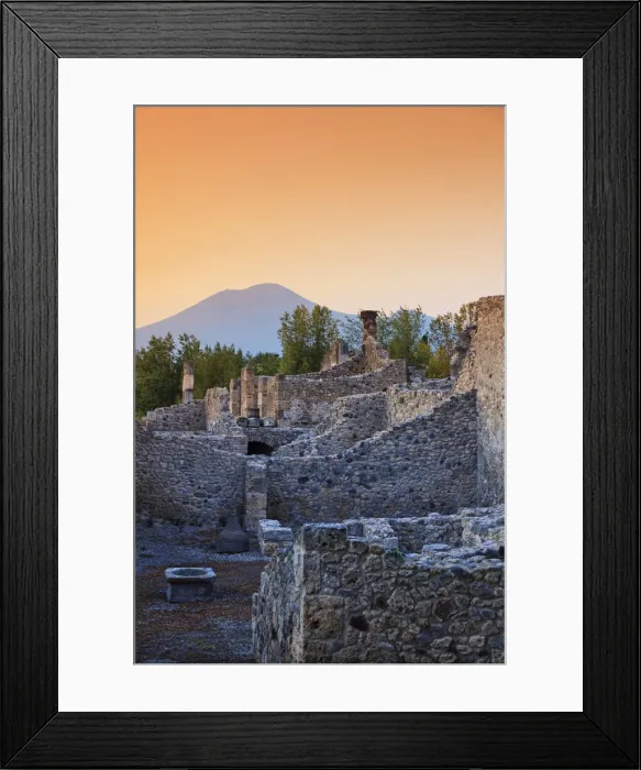 Framed Print : Italy, Napoli, Pompeii Archaeological Site (UNESCO Site) with Mt Vesuvius in Framed Print : Italy, Napoli, Pompeii Archaeological Site (UNESCO Site) with Mt Vesuvius in