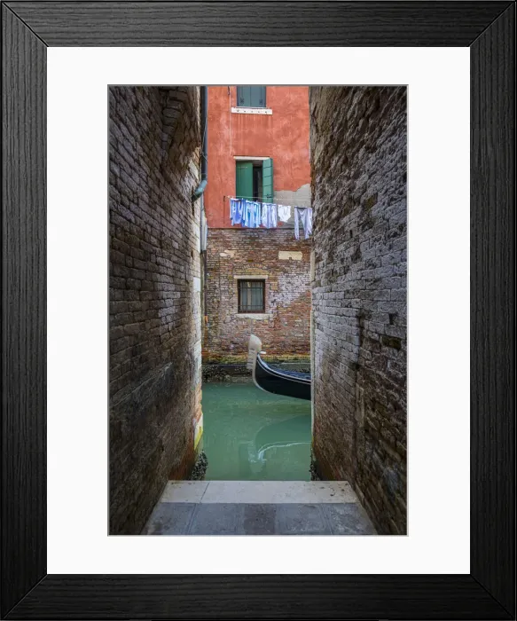 Framed Print : Gondola on a small canal, Cannaregio, Venice, Veneto, Italy Framed Print : Gondola on a small canal, Cannaregio, Venice, Veneto, Italy
