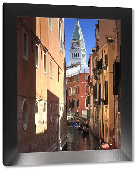 Italy, Veneto, Venice, Sestiere of San Marco, Small canal and Gondolas