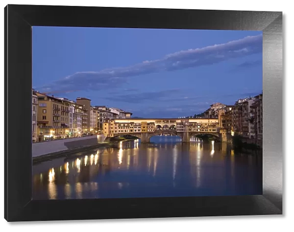 Ponte Vecchio & Arno River at Dusk, Florence, Tuscany, Italy