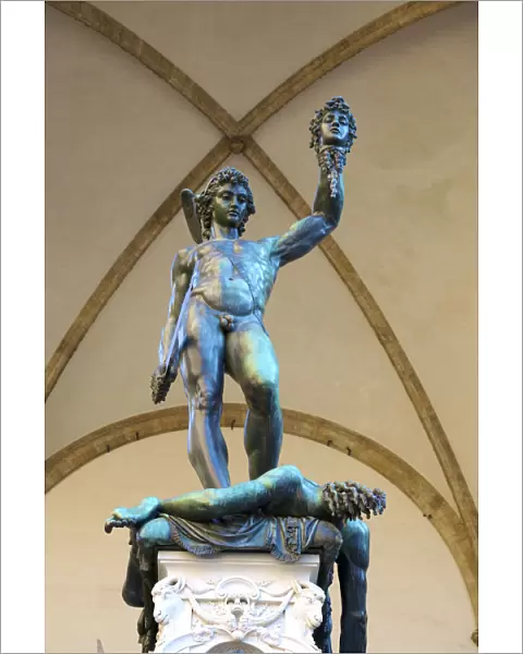Benvenuto Cellinis statue of Perseus holding the head of Medusa, Florence, Italy
