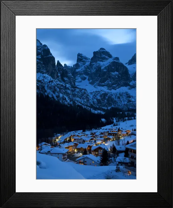 Framed Print : The village of Colfosco in Badia and Sella Massif range of Mountains, Dolomites Framed Print : The village of Colfosco in Badia and Sella Massif range of Mountains, Dolomites