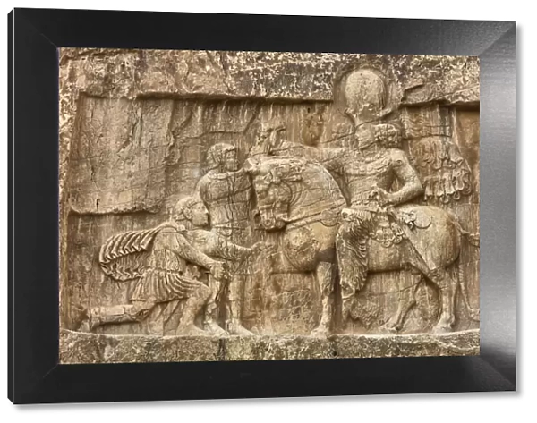 Triumph of Shapur I over the Roman emperor Valerian (241-272), Sassanid relief, Naqsh-e