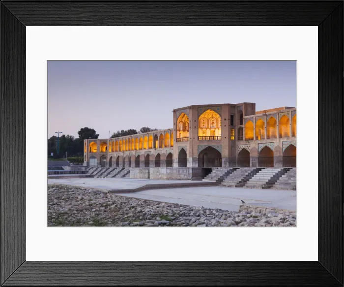 Framed Print : Iran, Central Iran, Esfahan, Si-o-Seh Bridge, dawn